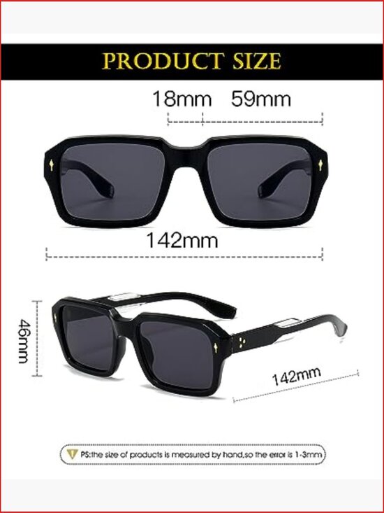 Square Frame Sunglasses UV400 Protection Unisex Rectangle Shades